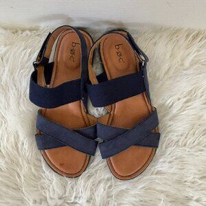 NWOB B.O.C. Faux Suede Navy Strap Sandals 8M